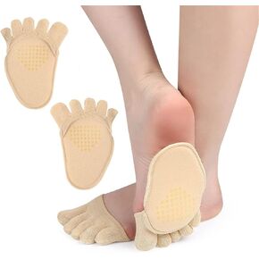 Five Toes Half Socks, 1 Pair Anti-Slip Invisible Five Toes Socks Forefoot Pad Five Toe Topper Socks Toes Cap Cover Socks Pad, No Show Heelless Toe Socks Toe Separator Socks for Relieve Toes Friction
