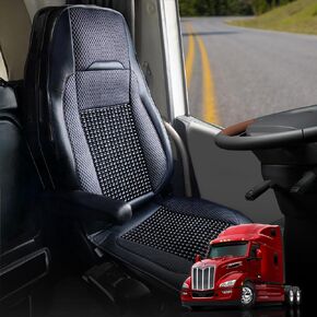 Semi Truck Set Covers – Beaded & Cooled - Compatible with Freightliner, Peterbilt, Kenworth, Volvo & More - Beaded Cooling Seat Cover for Truckers – Truck Driver Seat Cushion