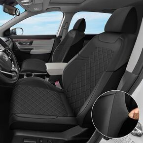 GIANT PANDA Custom Fit 2 Pack Front Car Seat Covers Fit for Honda CRV CR-V 2017 2018 2019 2020 2021 2022, Luxury Seat Covers for car, Faux Leather - (Black)