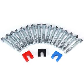 52 Pcs Car Lift Install Kit with 16 Pcs M20 (3/4") x 5-1/2" Wedge Anchor Bolts and 36 Pcs 1/4" & 1/8" & 1/16" Leveling Shims Kit, For 2 Post 4 Post Car Lift Precise Leveling Installation