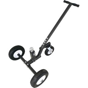 Tow Tuff Trailer Dolly w/ 12" Flat-Free Tires & 8" Swivel Caster Wheel, 800 lb Capacity, Black - 16.5" to 25.5" Adjustable Height, Steel-Frame Construction, Powder-Coat Finish, Fits 1 7/8" Coupler