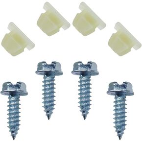 License Plate Screw Kit, Stainless Steel Self Tapping Bolts Nylon Screw Inserts for Securing License Plate Frame or Cover on Cars, Rust-Proof Nylon Screw Retainer Fasteners (Black Zinc Plated)