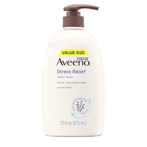 Aveeno Stress Relief Body Wash with Soothing Oat & Lavender Scent for Sensitive Skin, Moisturizing Shower Wash Gently Cleanses & Helps You Feel Calm & Relaxed, Sulfate-Free, 33 fl. oz