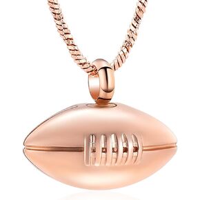 Yinplsmemory Cremation Jewelry Football Memorial Urn Necklace for Ashes Holder Stainless Steel Ashes Keepsake Urn Jewelry for Brother Boyfriend