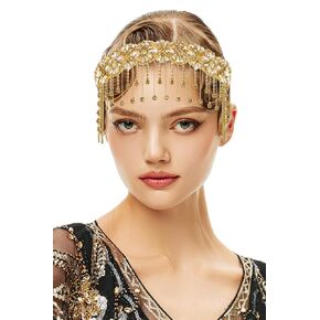 BABEYOND 1920s Flapper Headpiece Roaring 20s Headband Great Gatsby Headband Chain for Women Vintage Hair Accessory