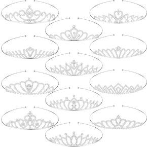 Hicarer 12 PCS Tiaras for Girls Crystal Tiara Princess Crown for Kids Wedding (أنيقة)