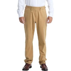 LETAOTAO Mens Cotton Twill Slacks - Elastic Waist Easy Pull On Pants with Magnetic Button Fly for Seniors