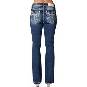 Miss Me Women's Winter Star Longhorn Mid-Rise Bootcut Jeans