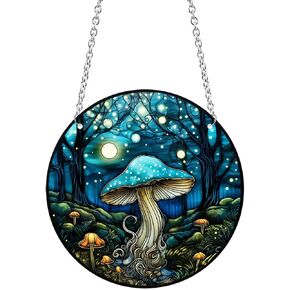 Mushroom Stained Acrylic Window Hanging, 20cm/7.87in Mushroom Sun Catchers Ornament, Stained Acrylic Mushrooms Gifts for Mushroom Lovers (Mushroom 20cm/7.8in) in Saudi Arabia