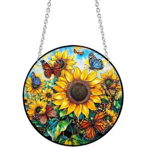 Mushroom Stained Acrylic Window Hanging, 20cm/7.87in Mushroom Sun Catchers Ornament, Stained Acrylic Mushrooms Gifts for Mushroom Lovers (Mushroom 20cm/7.8in)