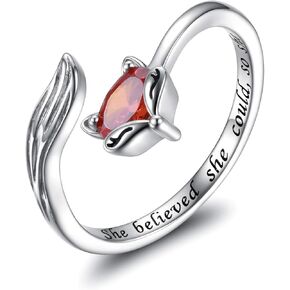 MANBU Sterling Silver Fox Jewelry for Women Inspirational Adjustable Animal Wrap Ring Earrings Graduation Jewelry Gift for Animal Lovers