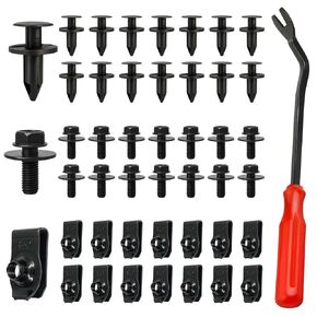 45pcs Clip Universal Clips - Fender Clips ، مقاطع بطانة الحاجز ، مسامير واقي دفقة المحرك ، واقي درع البقع تحت مسامير السيارات - متوافقة مع معظم العلامات التجارية للمركبات