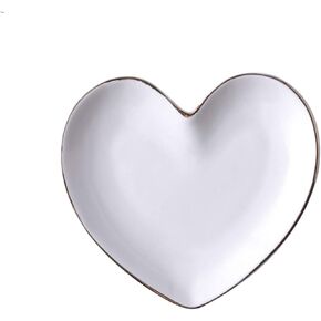 Ceramic Love Jewelry Tray Small Trinket Dish for Rings Earrings and Necklace, White Decorative Tray for Home Decor