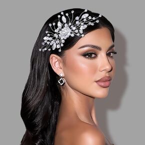 LOVFOIVER Pearl Bride Wedding Hair Comb Flower Girls Hair Pieces Rhinestones Hair Accessories Clips for Brides and Bridesmaid in Kuwait