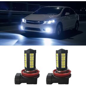 2PCS 9006 Car LED Fog Light Bulbs, 5730-33SMD 12V LED Light Replacement, Plug and Play Anti-fog Lights, Universal 6500K White Bright LED Bulbs for Car, Truck, SUV