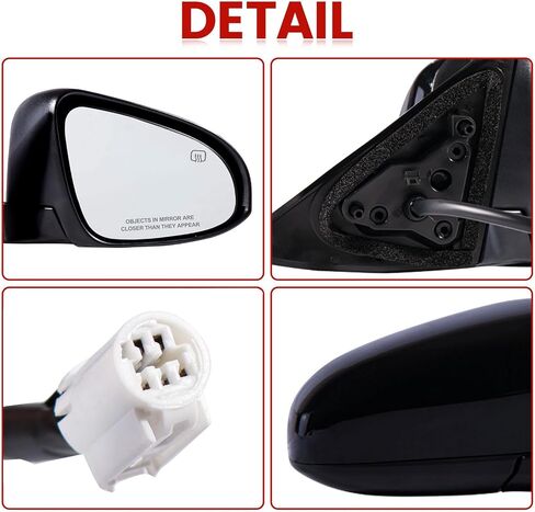 Passenger Side Mirror Compatible with 2014-2019 Toyota Corolla 5PINS with Power Glass Heated Manual Folding Black Right Side View Mirrors Replace TO1321249 in Saudi Arabia
