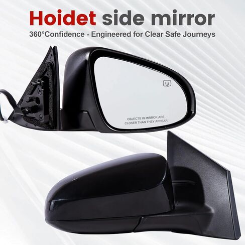 Passenger Side Mirror Compatible with 2014-2019 Toyota Corolla 5PINS with Power Glass Heated Manual Folding Black Right Side View Mirrors Replace TO1321249 in Saudi Arabia