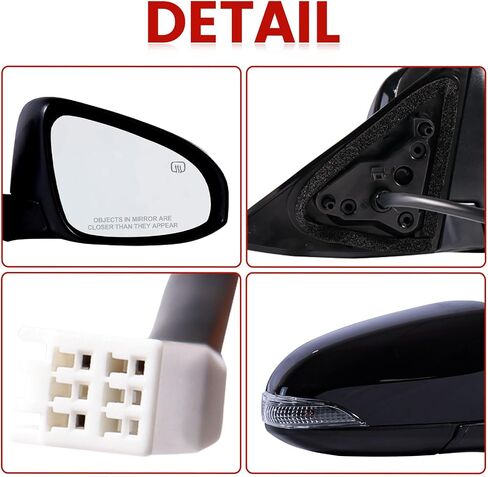 Passenger Side Mirror Compatible with 2014-2019 Toyota Corolla 5PINS with Power Glass Heated Manual Folding Black Right Side View Mirrors Replace TO1321249 in Saudi Arabia