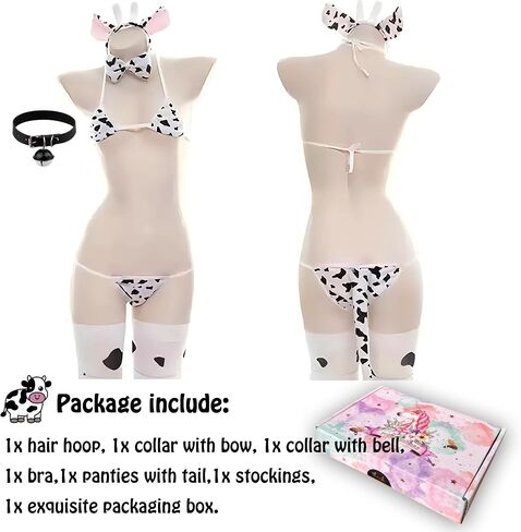 Milk Leopard Cosplay Costume Anime Sexy Mini Cow Bikini Lingerie Set Womens Cow Cosplay Set in Saudi Arabia
