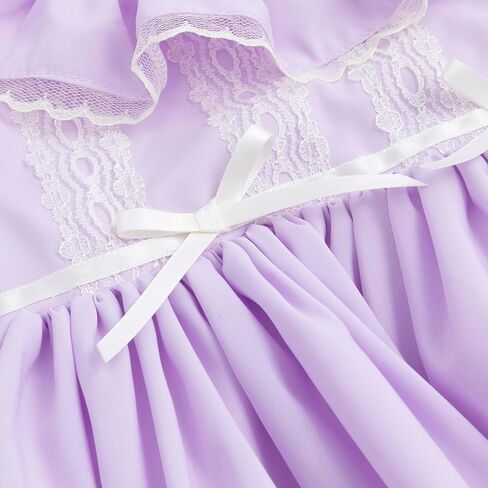 لباس الفتيات ، فستان إيرث زرقاء عتيقة ، دانتيل أبيض ، غلاف نفخة ، نمط طويل لفصل الربيع والخريف in Kuwait