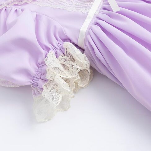 لباس الفتيات ، فستان إيرث زرقاء عتيقة ، دانتيل أبيض ، غلاف نفخة ، نمط طويل لفصل الربيع والخريف in Kuwait