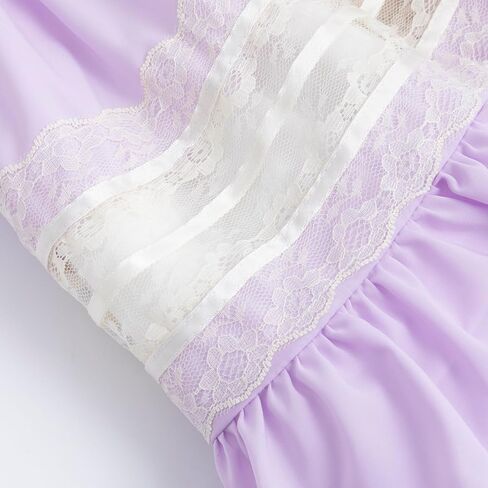 لباس الفتيات ، فستان إيرث زرقاء عتيقة ، دانتيل أبيض ، غلاف نفخة ، نمط طويل لفصل الربيع والخريف in Kuwait