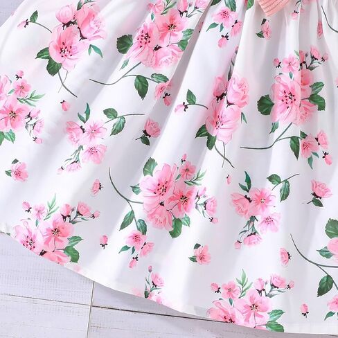 Yanmucy 2PCS Little Toddler Girls Dress with Cardigan Floral Dresses Ruffle Shrug Sweaters Spring Full Clothes for 2-8 Years in Saudi Arabia