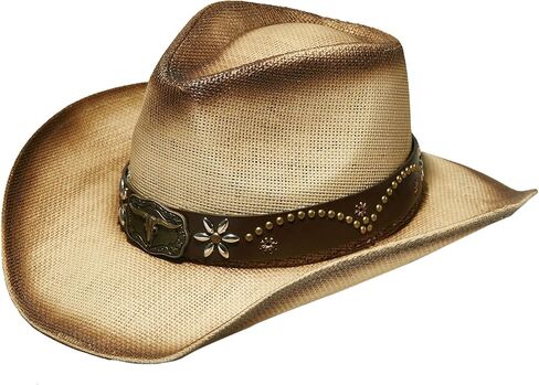القش Western Western Cowboy Hat Men & Women ، حزام Rhinestone القابل للتعديل- المهرجانات قبعة الحفلات الخارجية على الطراز الغربي in Saudi Arabia
