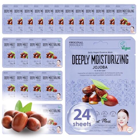 Original Derma Beauty Collagen Face Masks 24 PK Vegan Intense Hydrating Avocado Face Mask Skin Care Sheet Masks Set for Beauty & Personal Care Korean Face Mask in Kuwait
