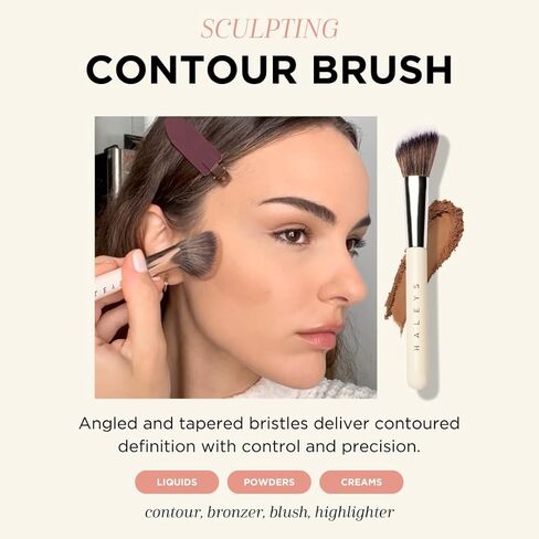 HALEYS Brilliant Powder Brush, Soft, Streak-free, Perfect Blending, Buff, Blurs, Smooths, Control, Precision, Complexion tools, For powder, setting powder, blush, Vegan, Cruelty-free, Sustainable Wood in Kuwait