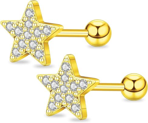 Minimalist Hypoallergenic Cartilage Earrings Set in Gold and Silver - 7 Styles, Copper Material, Surgical Steel, Screw Back, Second Hole Pierced Earrings for Sensitive Ears - Cute 5mm Ball Studs Jewelry Gift in Saudi Arabia