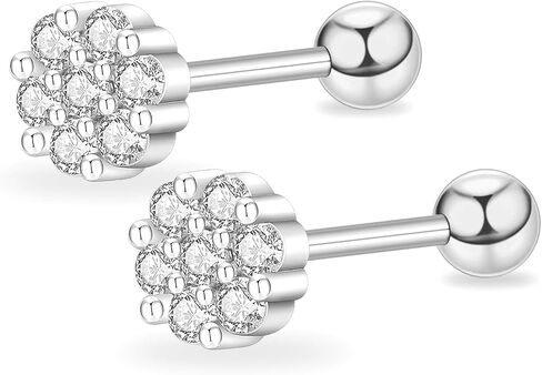 Minimalist Hypoallergenic Cartilage Earrings Set in Gold and Silver - 7 Styles, Copper Material, Surgical Steel, Screw Back, Second Hole Pierced Earrings for Sensitive Ears - Cute 5mm Ball Studs Jewelry Gift in Saudi Arabia