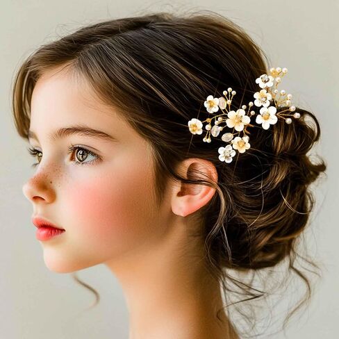 Fstrend Bridal Wedding Hair Pins Silver Sparkly Rhinestones Pearls Flower Hair Pin Bride Hairpieces Gorgeous Hair Accessories for Women and Girls(Pack of 2) (Silver) in Saudi Arabia