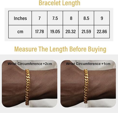 VEXXS Cuban Link Bracelet Flat Cut, 18K Real Gold Filled Stainless Steel Gold Bracelet, Durable No Color Fading 5mm 7mm Men’s Chain Bracelet Men’s Jewelry in Kuwait