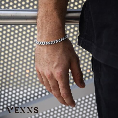VEXXS Cuban Link Bracelet Flat Cut, 18K Real Gold Filled Stainless Steel Gold Bracelet, Durable No Color Fading 5mm 7mm Men’s Chain Bracelet Men’s Jewelry in Kuwait