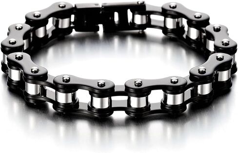 Coolsteelandbeyond السيدات رجالي سوار دراجة دراجة نارية من الفولاذ المقاوم للصدأ مع مشبك مشبك مصقول in Saudi Arabia