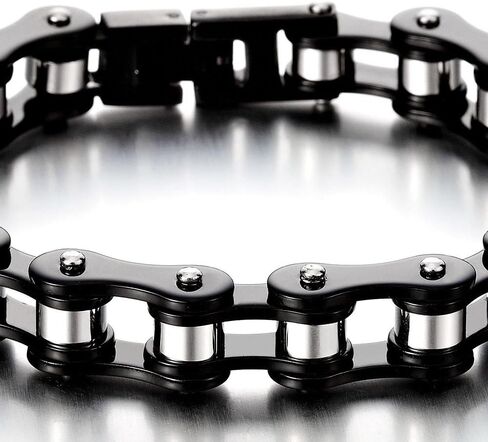 Coolsteelandbeyond السيدات رجالي سوار دراجة دراجة نارية من الفولاذ المقاوم للصدأ مع مشبك مشبك مصقول in Saudi Arabia