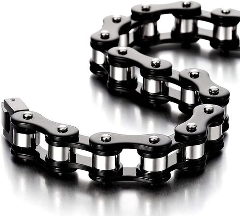 Coolsteelandbeyond السيدات رجالي سوار دراجة دراجة نارية من الفولاذ المقاوم للصدأ مع مشبك مشبك مصقول in Saudi Arabia