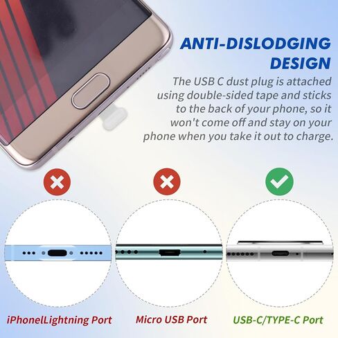 سدادات غبار بمنفذ C من cobee، 3 قطع أغطية غبار USB C للهاتف من النوع C مضادة للغبار ومنفذ شحن من السيليكون مع لاصق قابل للإزالة متوافق مع هواتف الكمبيوتر المحمول الذكية، أسود in Saudi Arabia