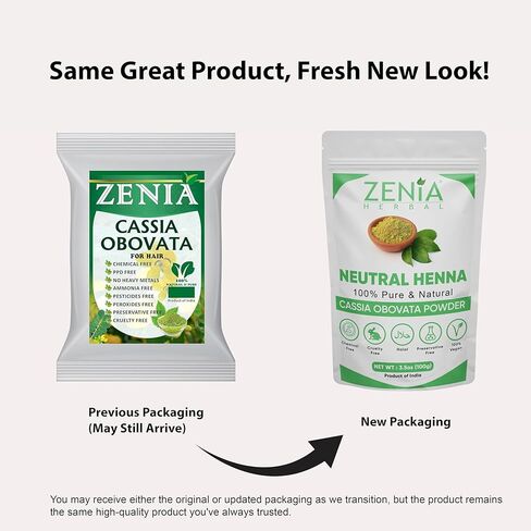مسحوق الحناء النقي المحايد 100% من زينيا (كاسيا أوبوفاتا) | 500 جرام (17.63 أونصة) | الحناء عديمة اللون للشعر | بلسم طبيعي للشعر | لشعر حريري وناعم ولامع in Kuwait