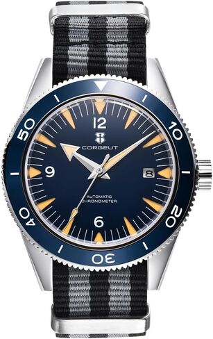 Corgeut 6013-NY Luxury Automatic Mechanical Self-Winding Men's Watch, Japanese Movement, 100M Waterproof, Nylon Strap, Date Display, Noctilucent - Stylish Timepiece for Men in Kuwait