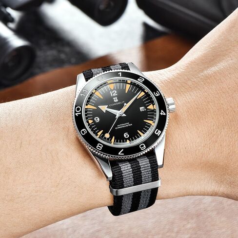 Corgeut 6013-NY Luxury Automatic Mechanical Self-Winding Men's Watch, Japanese Movement, 100M Waterproof, Nylon Strap, Date Display, Noctilucent - Stylish Timepiece for Men in Kuwait