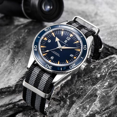 Corgeut 6013-NY Luxury Automatic Mechanical Self-Winding Men's Watch, Japanese Movement, 100M Waterproof, Nylon Strap, Date Display, Noctilucent - Stylish Timepiece for Men in Kuwait
