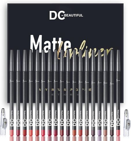DC-BEAUTIFUL 12Pcs Lot Set 12 Colors Lip Liner Pencil Waterproof Non-marking Matt Velvet Lipstick Pen, Professional Long Lasting Lipliner Set with Sharpener in Kuwait
