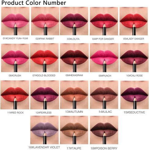 DC-BEAUTIFUL 12Pcs Lot Set 12 Colors Lip Liner Pencil Waterproof Non-marking Matt Velvet Lipstick Pen, Professional Long Lasting Lipliner Set with Sharpener in Kuwait