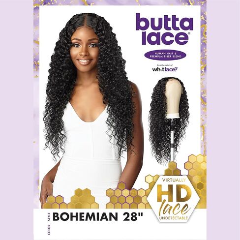 Sensationnel Human Hair Blend HD Lace Front Wig Butta Lace Bohemian 28" (BALAYAGECARAMEL) in Saudi Arabia