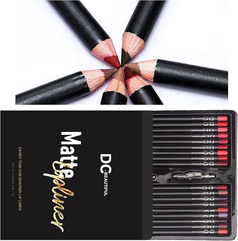 DC-BEAUTIFUL 12Pcs Lot Set 12 Colors Lip Liner Pencil Waterproof Non-marking Matt Velvet Lipstick Pen, Professional Long Lasting Lipliner Set with Sharpener in Kuwait