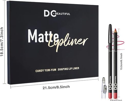 DC-BEAUTIFUL 12Pcs Lot Set 12 Colors Lip Liner Pencil Waterproof Non-marking Matt Velvet Lipstick Pen, Professional Long Lasting Lipliner Set with Sharpener in Kuwait