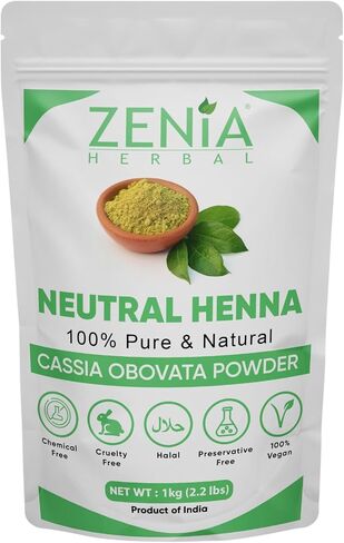 Zenia 100% Pure Neutral Henna Powder (Cassia Obovata) | Value Pack 1kg (2.2 lbs) | Colorless Henna for Hair | Natural Hair Conditioner | for Silky, Soft & Shiny Hair in Saudi Arabia
