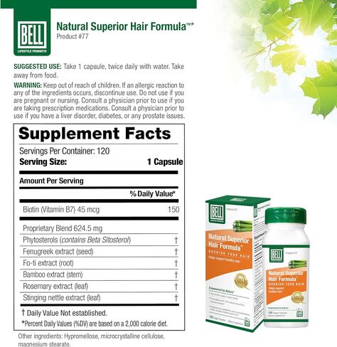 Natural Superior Hair Formula by Bell Lifestyle Products - 120 Capsules in Saudi Arabia